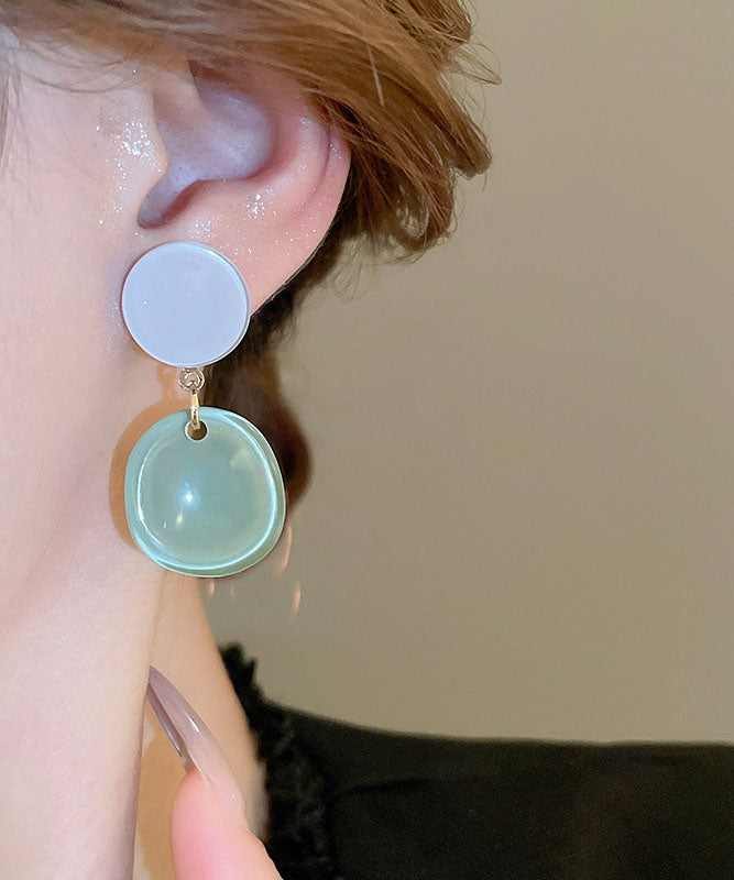 Drop Resin Alloy Earrings Silver Brief Pink Sterling