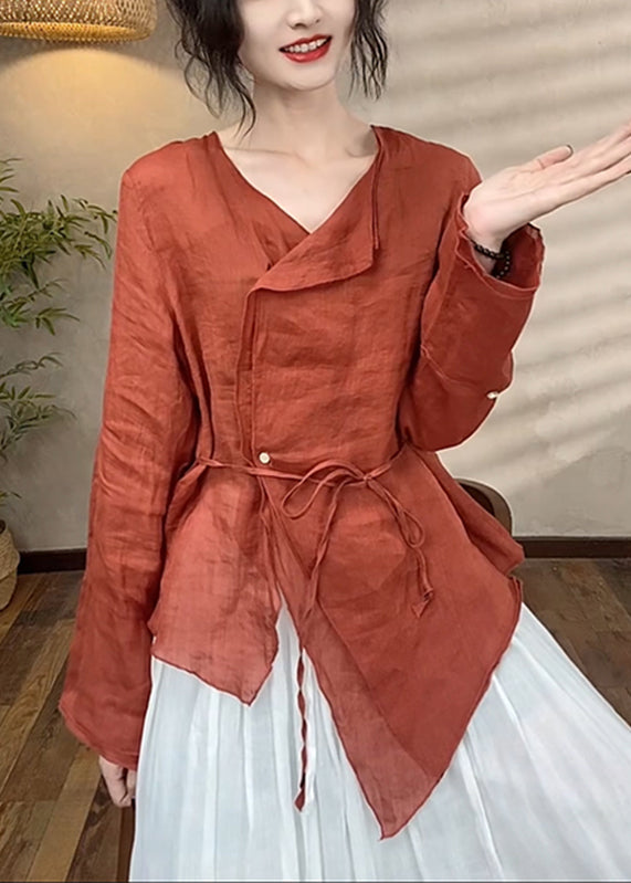 Asymmetrical Spring Brief Top Patchwork Red