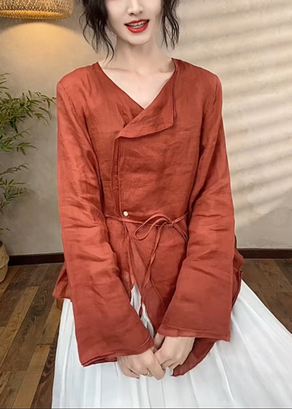 Asymmetrical Spring Brief Top Patchwork Red