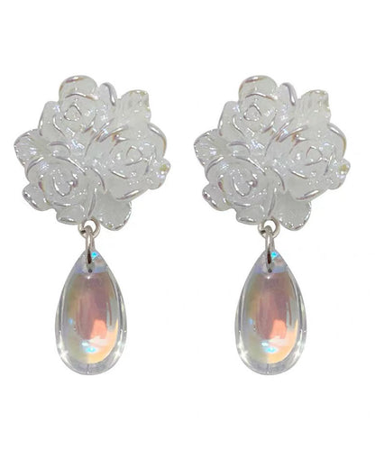 Brief Earrings Water Camellia Resin Flower Drop