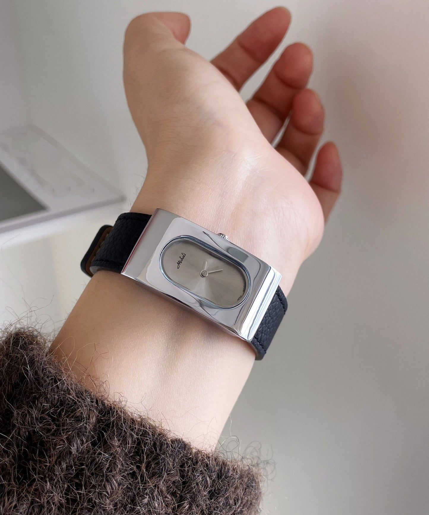 Rectangular Brief Movement Watches Leather Quartz Silk