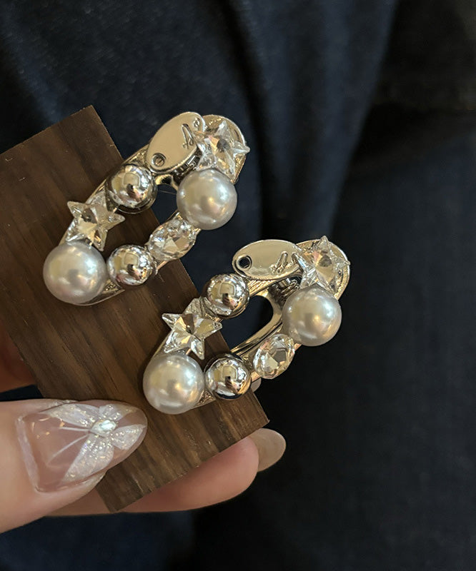 Alloy Zircon Hairpin Pair Star Silk Pearl Metal Brief A