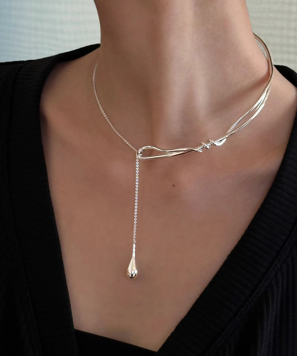 Pendant Stainless Water Steel Silk Brief Necklace Drop