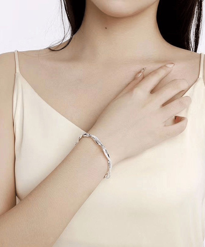 Silver Sterling Bangle Zircon Silk Brief