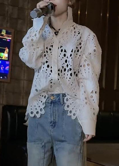 Shirt Out Lace Peter White Spring Hollow Pan Brief Collar