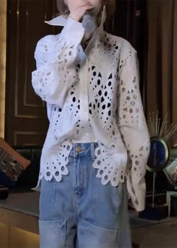 Shirt Out Lace Peter White Spring Hollow Pan Brief Collar