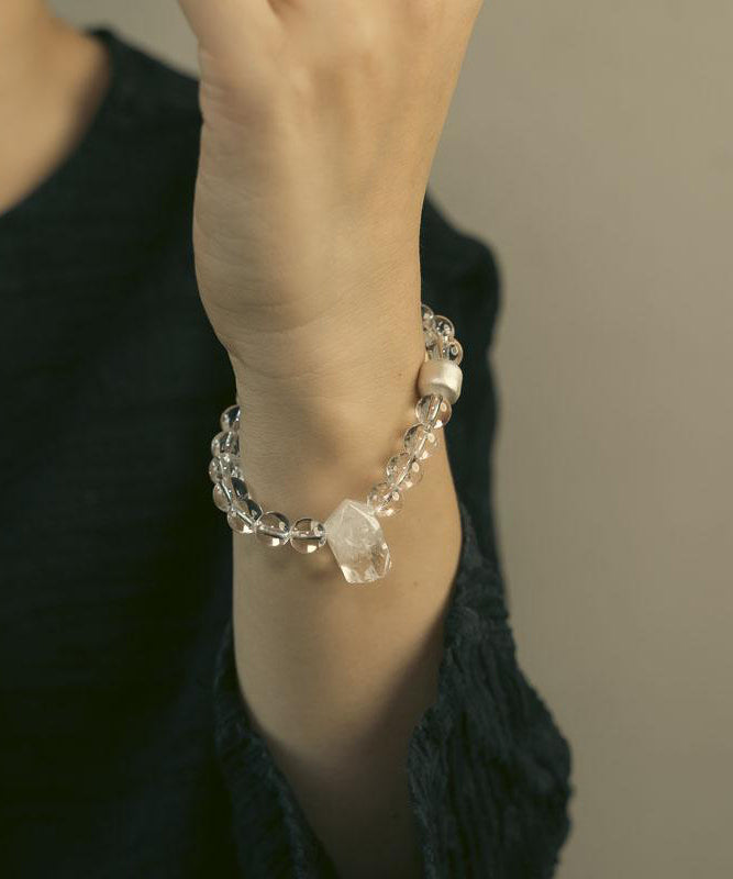 Charm Brief Bracelet Crystal Weave White Asymmetrical Stone Gem
