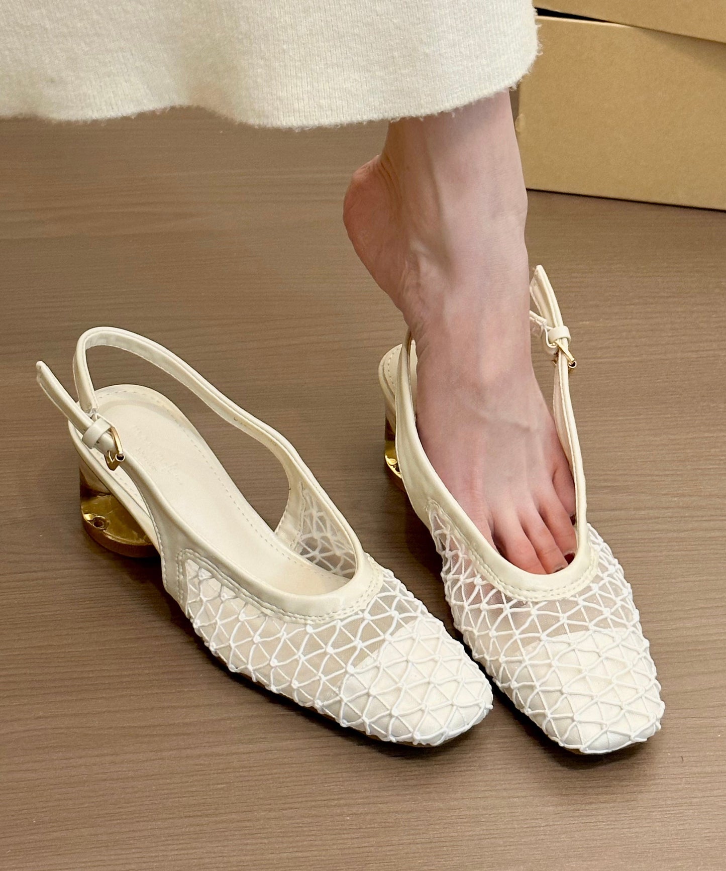 Breathable Brown Comfortable Splicing Sandals Chunky Mesh