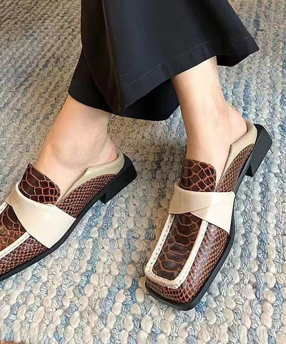 Mocassins en cuir de vachette marron à épissure française DD1020