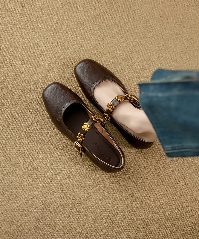 Leather Loafers Faux Splicing Buckle Brown Strap Penny Casual