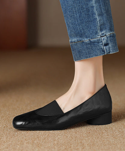 Brown Sheepskin Loafers Comfy Splicing Chunky Women