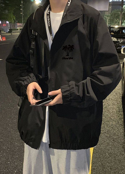 Coats Stand Apricot Zippered Collar Casual Mens Spring Cotton