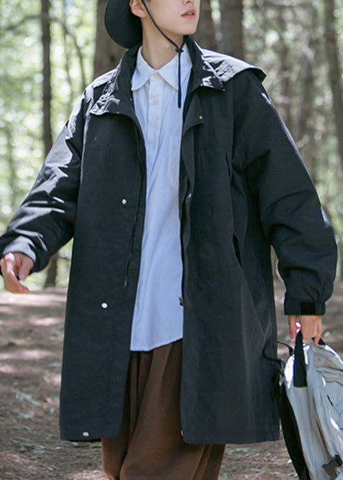 Casual Army Green Hooded Pockets Oversized Cotton Mens Coats Spring YQ003