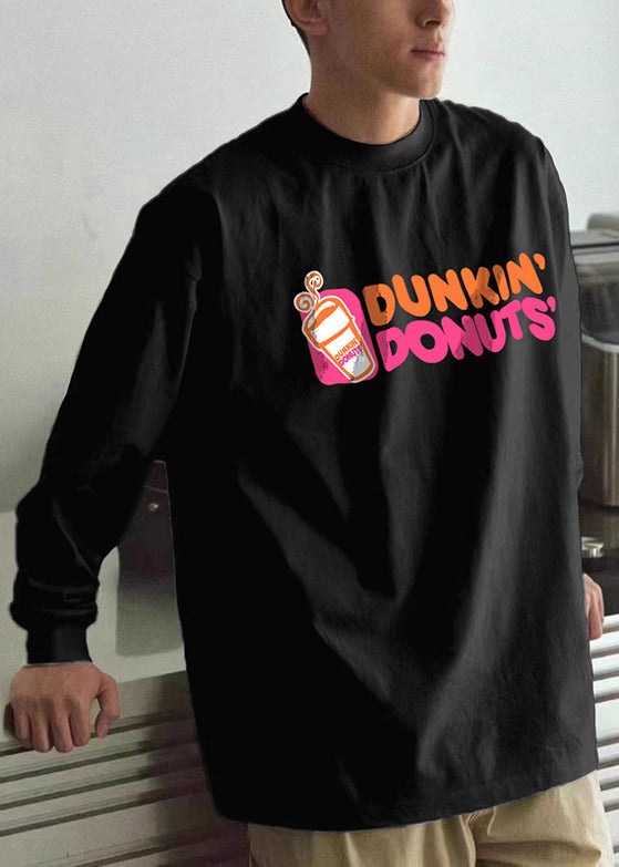 Cotton Neck Men Spring Print O T Black Casual Shirts