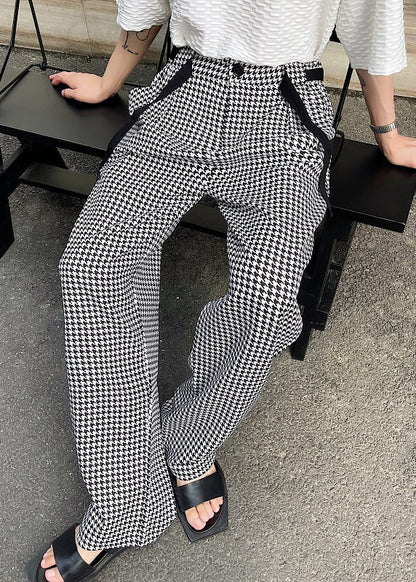 Plaid Cotton Clothing Black Oversized Casual Pants Mens