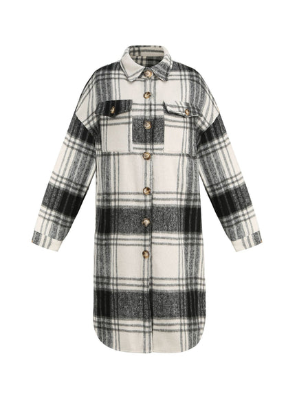 Pan Casual Collar Shirts Coat Spring Plaid Woolen Peter Black