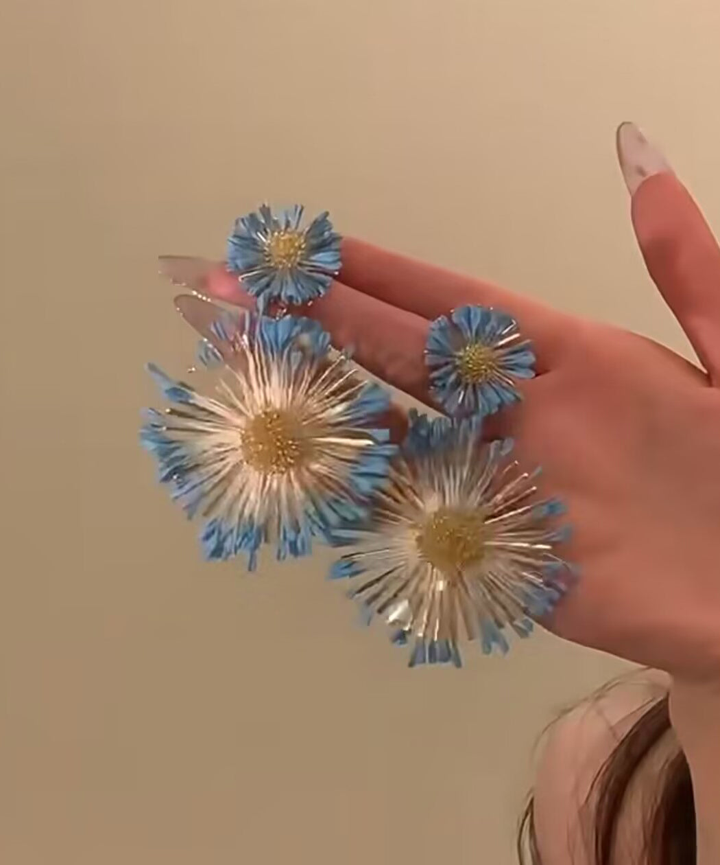 Alloy Sunflower Earrings Blue Drop Casual