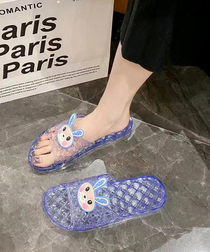 Casual Blue Crystal Transparent Flat Bottomed Slippers AP1039