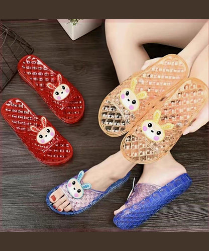 Casual Blue Crystal Transparent Flat Bottomed Slippers AP1039