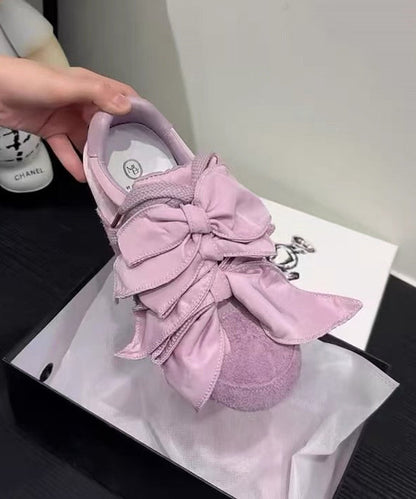 Apricot For Women Casual Flat Shoes Splicing Bow Suede