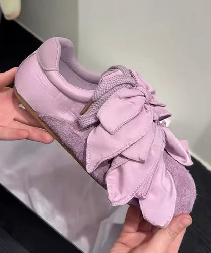 Apricot For Women Casual Flat Shoes Splicing Bow Suede