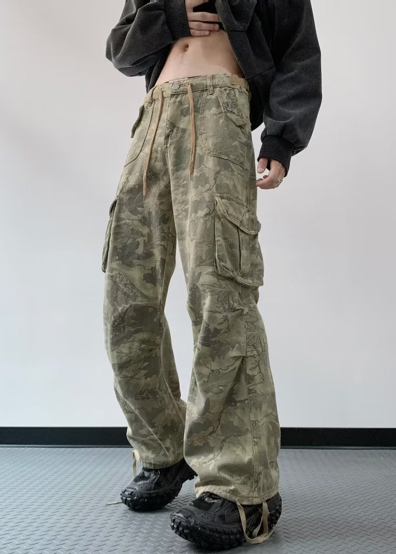 Pantalon en jean décontracté à imprimé camouflage taille haute pour homme SA066