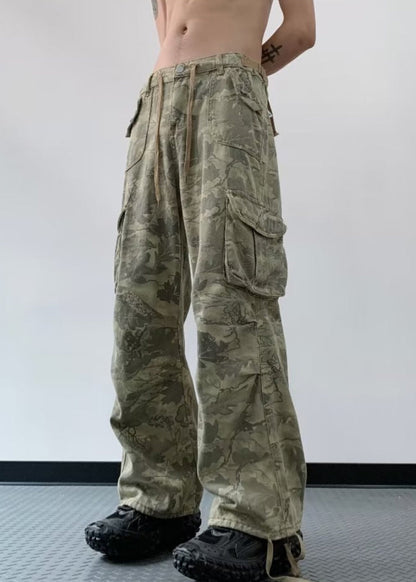 Pantalon en jean décontracté à imprimé camouflage taille haute pour homme SA066