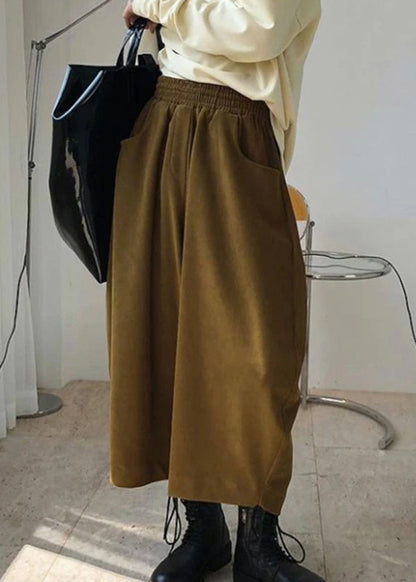 Casual Waist Elastic Pants Caramel Harem Spring Pockets