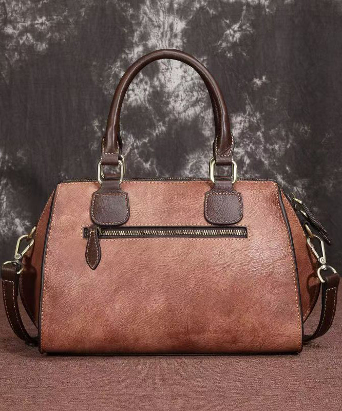 Coffee Capacity Satchel Embossed Calf Large Casual Leather