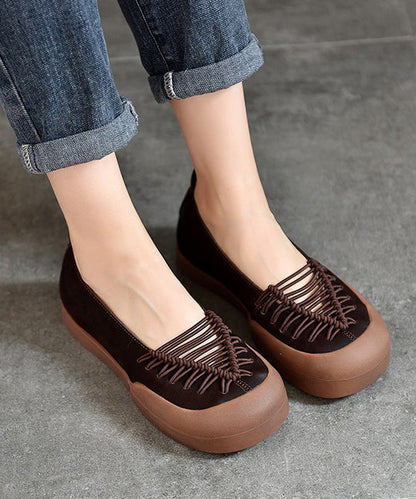 Shoes Red Comfortable Leather Splicing Casual Feet Flat Cowhide