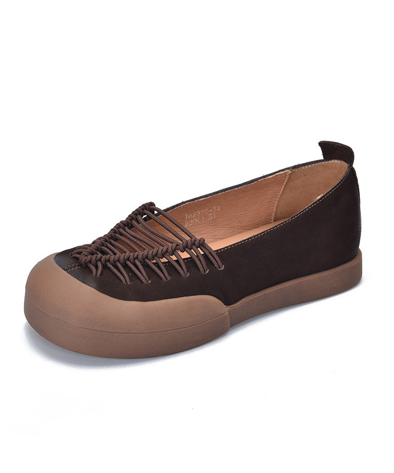 Shoes Red Comfortable Leather Splicing Casual Feet Flat Cowhide