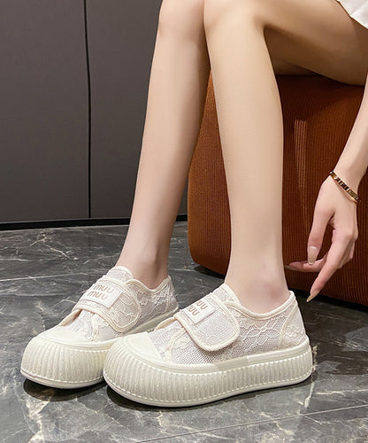 Splicing Flats Casual Mesh Comfy Beige Breathable