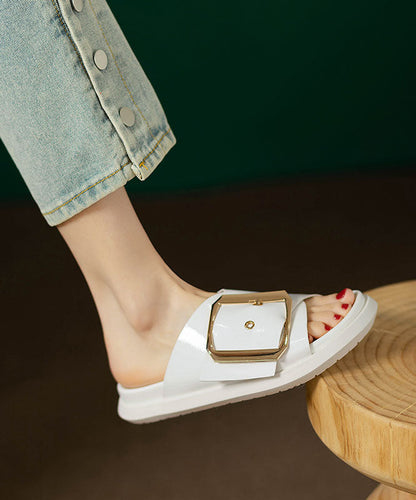 Casual Comfy Black Splicing Platform Slide Sandals QK038