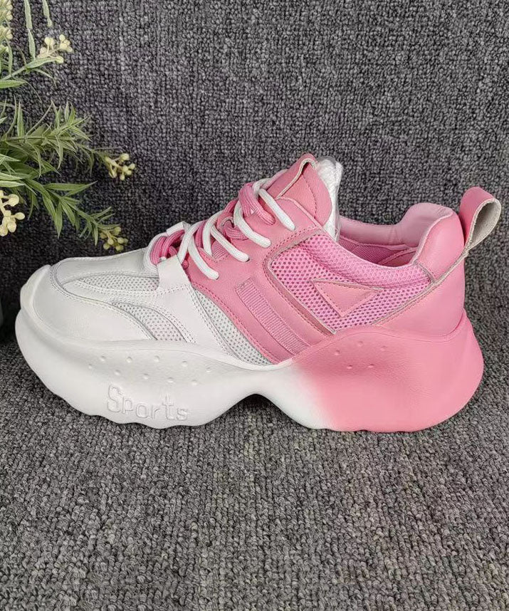 Lässige, bequeme Sportschuhe mit Plateausohle und atmungsaktivem Mesh in Rosa DD1005