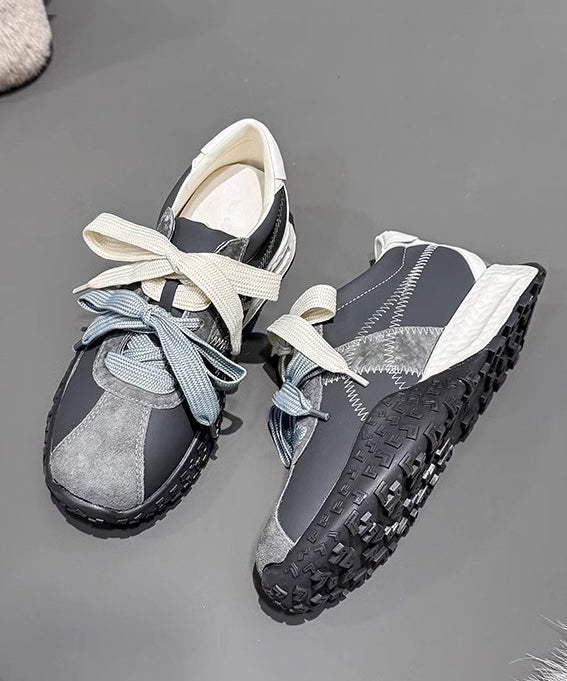 Casual Up Comfy Platform Shoes Navy Splicing Lace