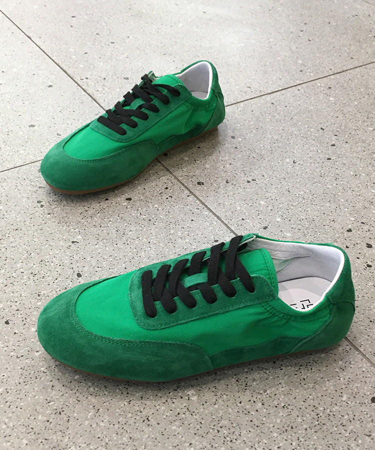 Suede Splicing Red Casual Comfy Up Lace Flat Shoes