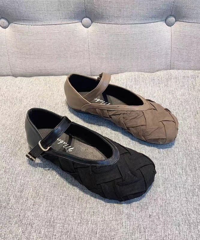 Lässiger Pennyloafer aus Baumwollstoff mit Schnallenriemen in Schwarz AP1042