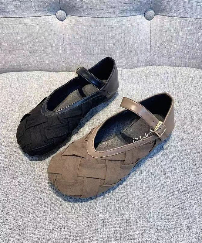 Lässiger Pennyloafer aus Baumwollstoff mit Schnallenriemen in Schwarz AP1042