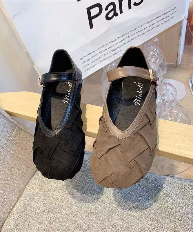 Lässiger Pennyloafer aus Baumwollstoff mit Schnallenriemen in Schwarz AP1042