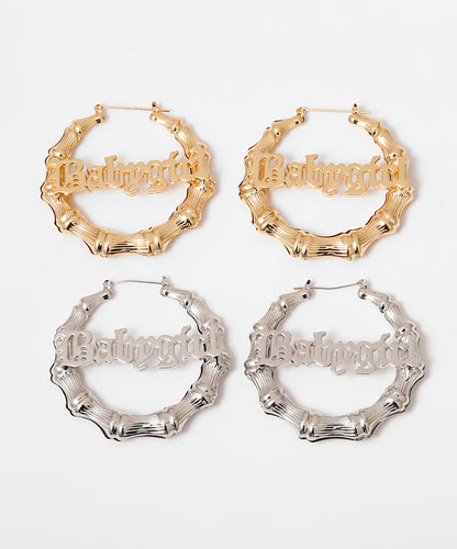 Casual Gold Metal Alloy Bamboo Joint Hoop Earrings ZZ027