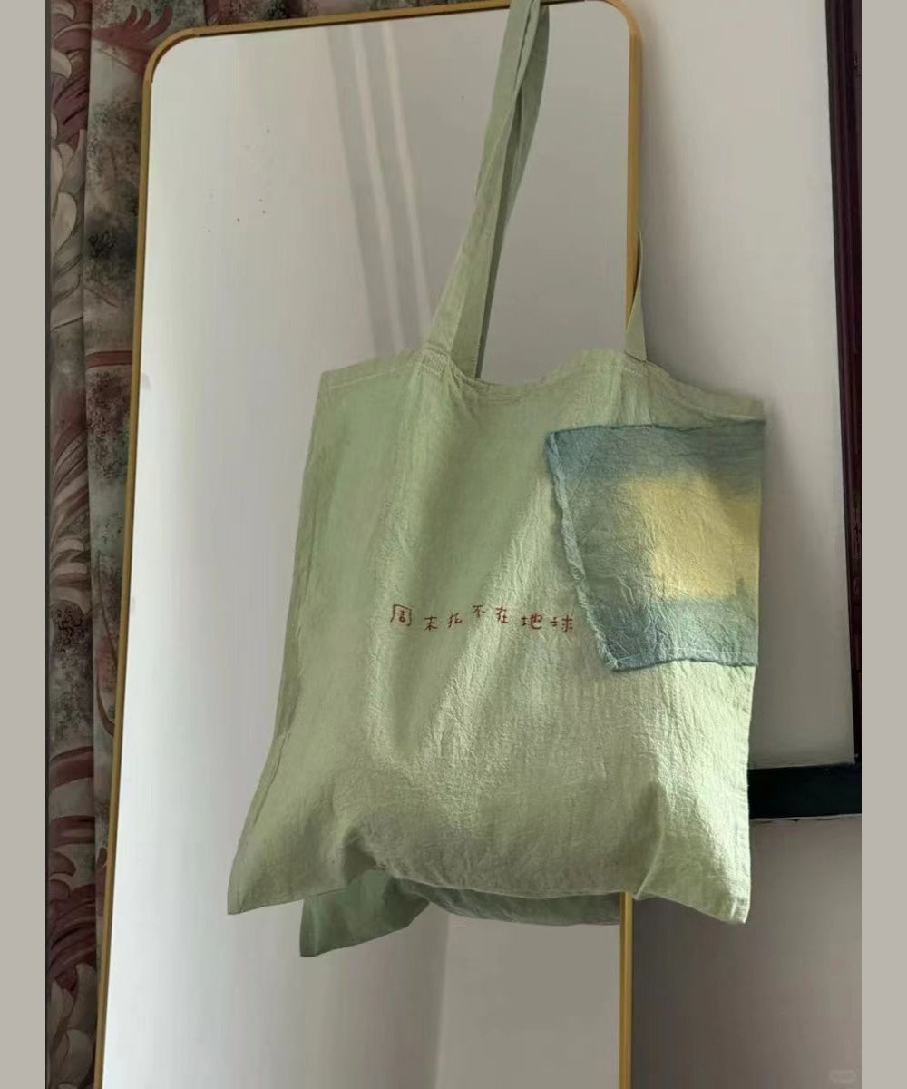 Lässige Handtasche aus besticktem Canvas in Grün WI034