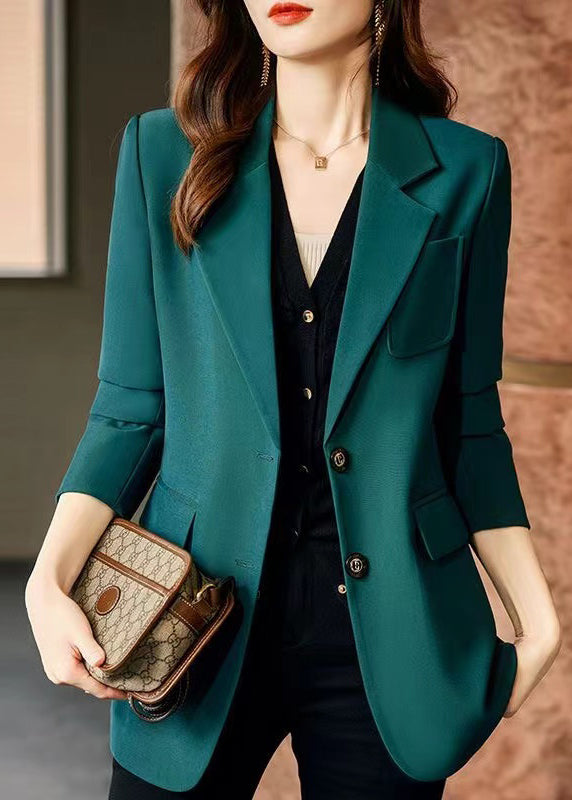 Casual Green Peter Pan Collar Patchwork Cotton Coats Spring YJ024