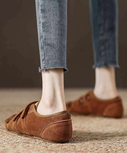 Women Buckle Splicing Casual For Flat Suede Green Strap Shoes