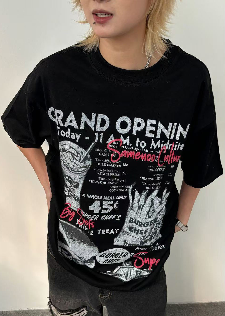 Casual Grey Print Original Design Cotton Men T Shirt Summer YL011