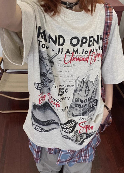 Casual Grey Print Original Design Cotton Men T Shirt Summer YL011