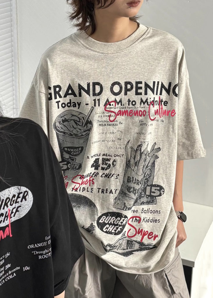 Casual Grey Print Original Design Cotton Men T Shirt Summer YL011