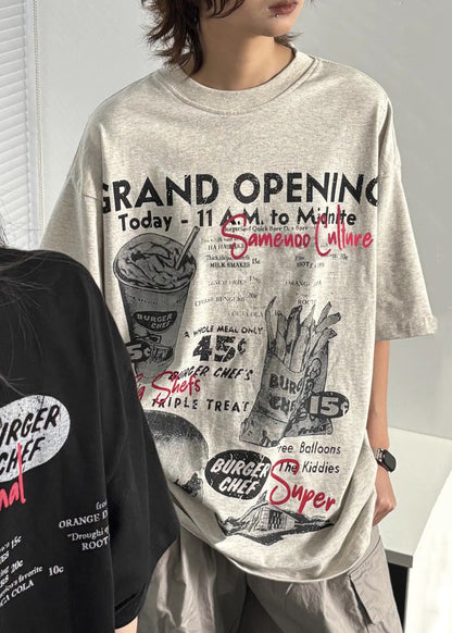 Casual Grey Print Original Design Cotton Men T Shirt Summer YL011