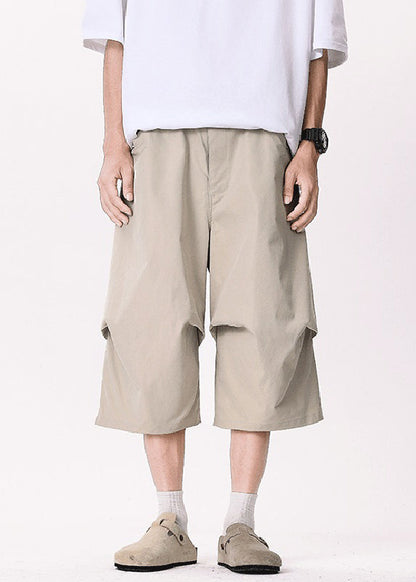 Casual Khaki Asymmetrical Pockets Patchwork High Waist Men Pants YT005