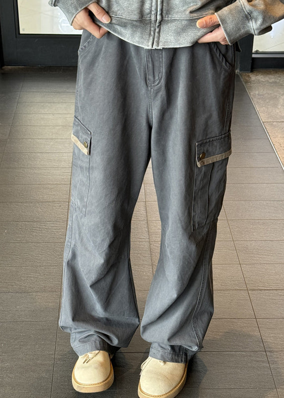 Pockets Denim Men Pants Casual High Khaki Spring Waist