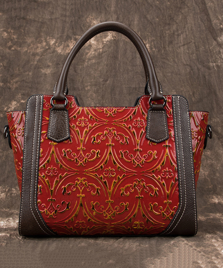 Silver Large Leather Calf Tote Casual Embossed Capacity Handbag